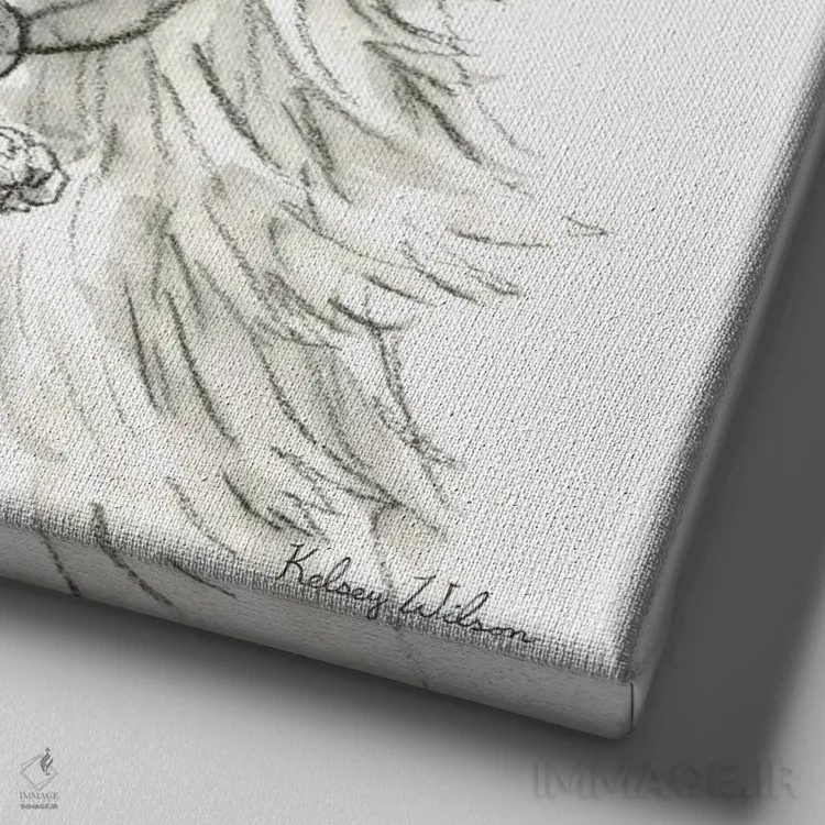 تابلو مدرن مزرعه آبرنگی VII - لاما اثر کلسی ویلسون - نمای نزدیک بافت بوم