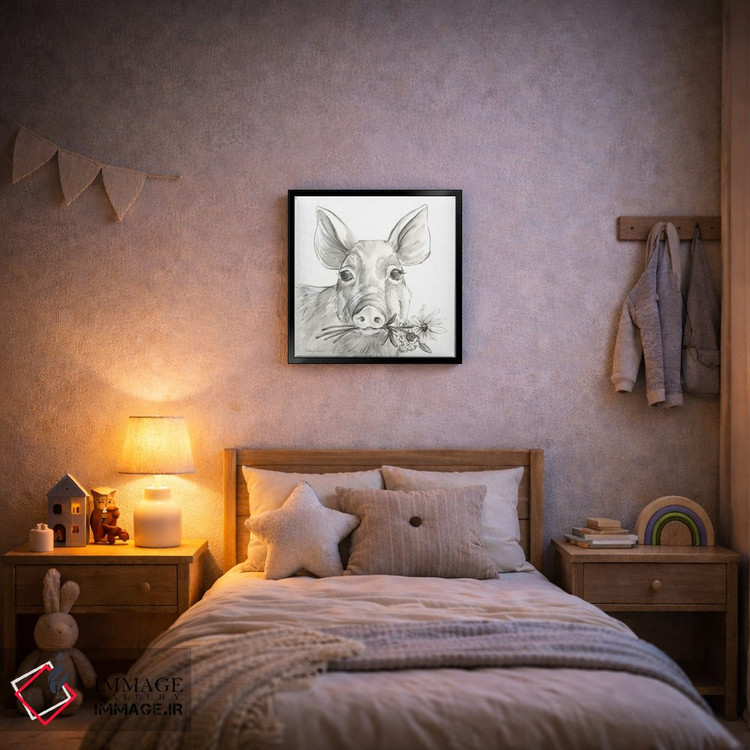 تابلو مدرن مزرعه آبرنگی I - خوک اثر کلسی ویلسون - D6B