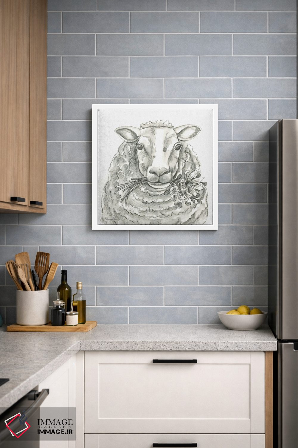 تابلو مدرن مزرعه آبرنگی IX - گوسفند اثر کلسی ویلسون - D4W