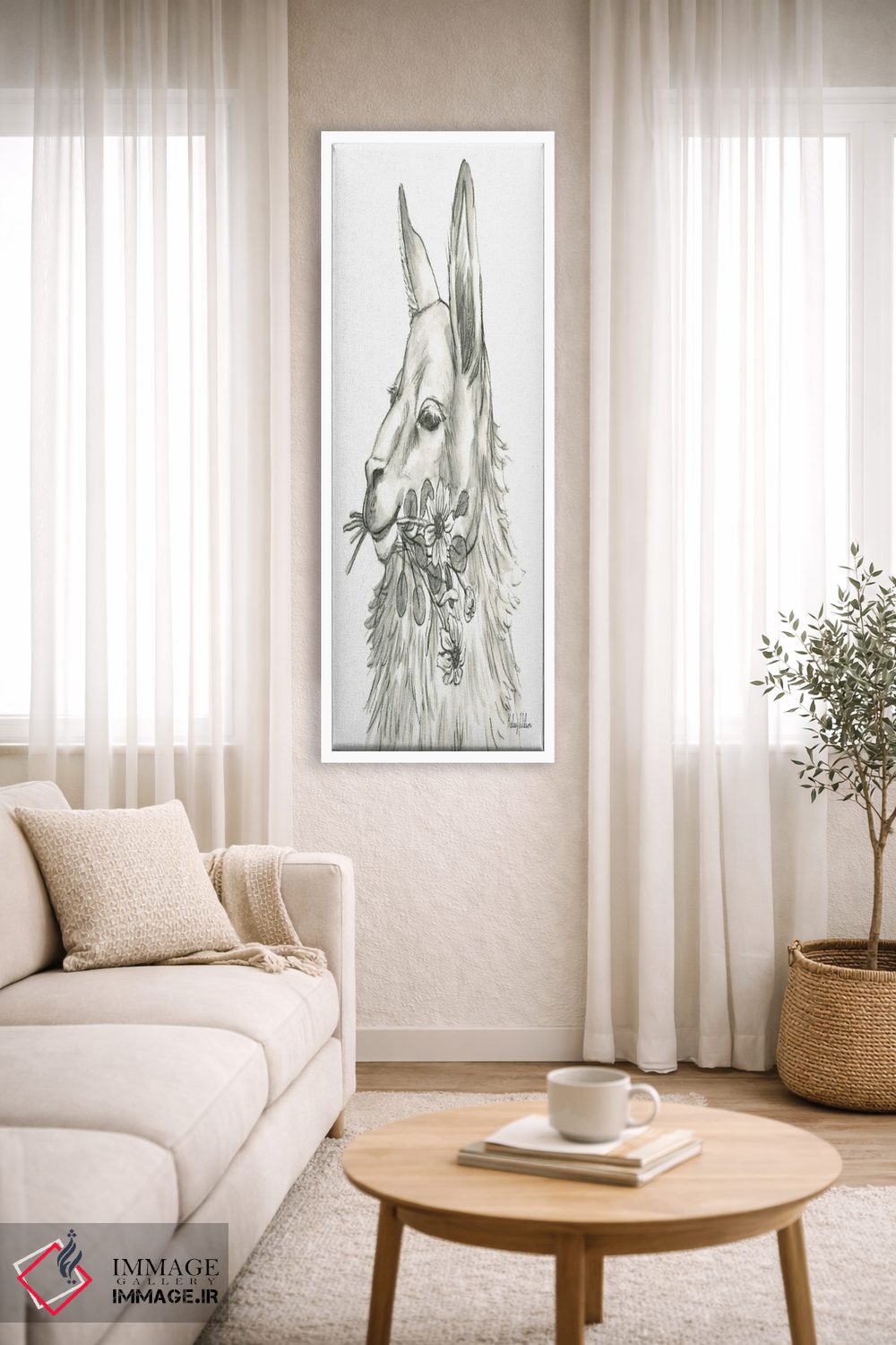 تابلو مدرن مزرعه آبرنگی VII - لاما اثر کلسی ویلسون - D3W