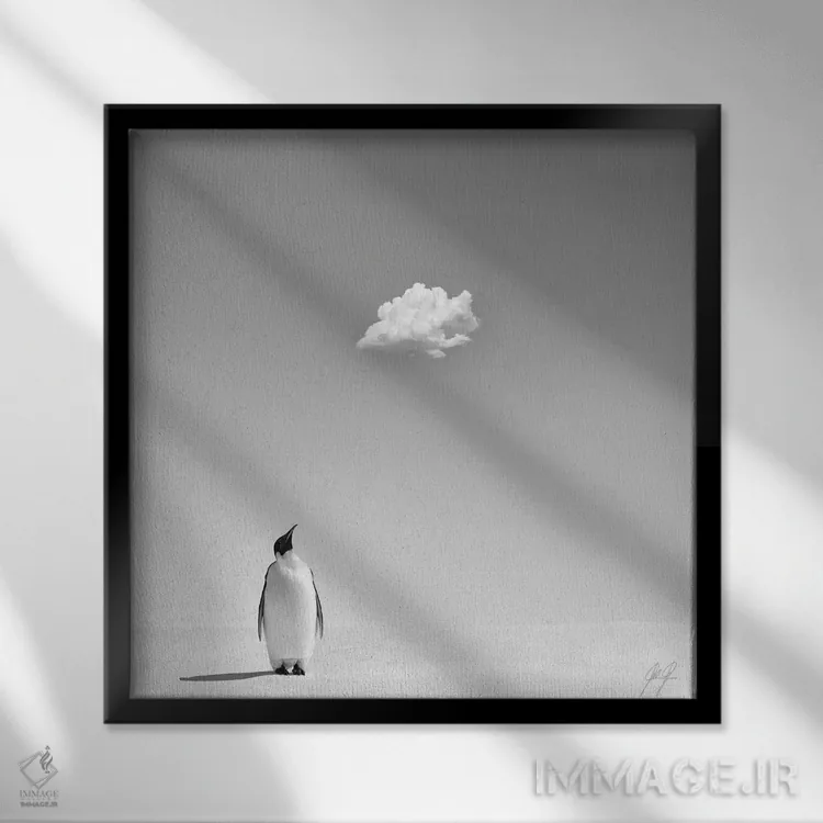 تابلو مینیمال خنکایی در گرمای سوزان اثر کاترین فدرر - نمای قابدار مشکی
