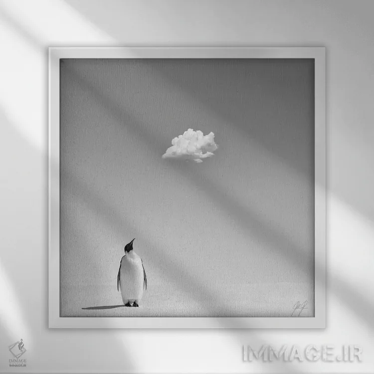 تابلو مینیمال خنکایی در گرمای سوزان اثر کاترین فدرر - نمای قابدار سفید