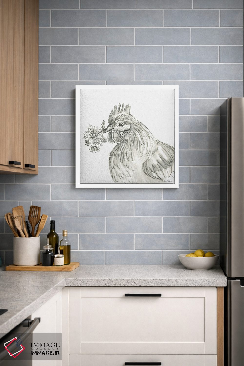 تابلو مدرن مزرعه آبرنگی X - مرغ اثر کلسی ویلسون - D4W