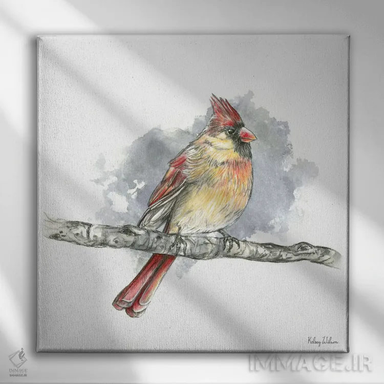 تابلو دکوراتیو پرندگان و شاخه ها II - کارباورال ماده اثر کلسی ویلسون - نمای روبهرو روی دیوار