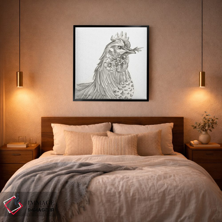 تابلو مدرن مزرعه آبرنگی VI - خروس اثر کلسی ویلسون - D4B