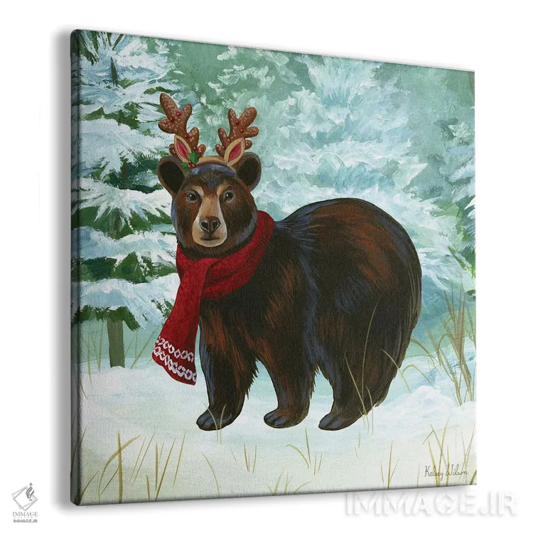 تابلو دکوراتیو منظره زمستانی یک - خرس اثر کلسی ویلسون - نمای پرسپکتیو محصول