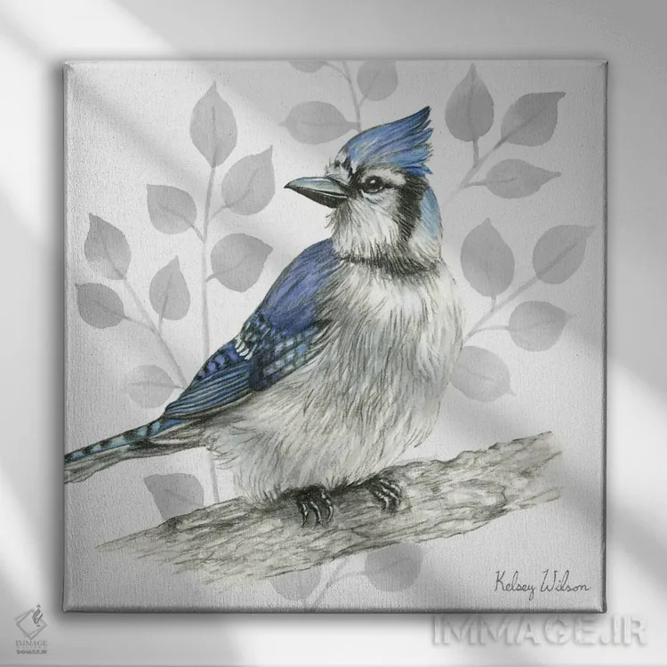 تابلو مدرن پرندگان حیاط پشتی اثر کلسی ویلسون - نمای روبهرو روی دیوار