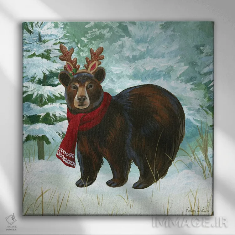 تابلو دکوراتیو منظره زمستانی یک - خرس اثر کلسی ویلسون - نمای روبهرو روی دیوار