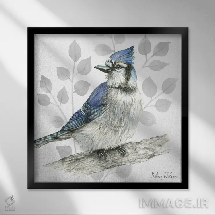 تابلو مدرن پرندگان حیاط پشتی اثر کلسی ویلسون - نمای قابدار مشکی