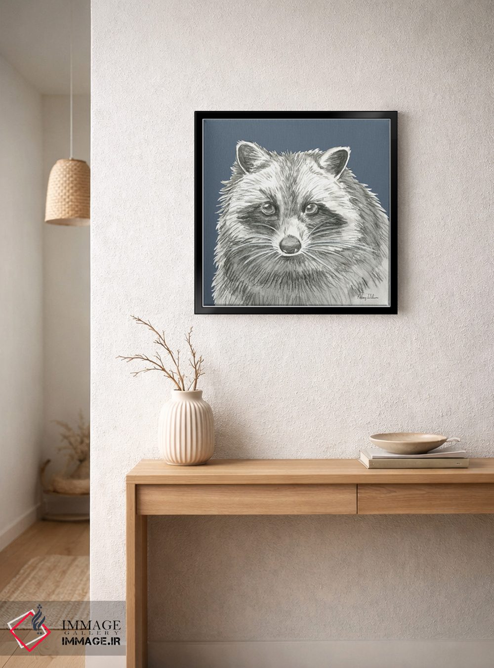 تابلو دکوراتیو راکن در جنگل با مدادرنگی اثر کلسی ویلسون - D6B