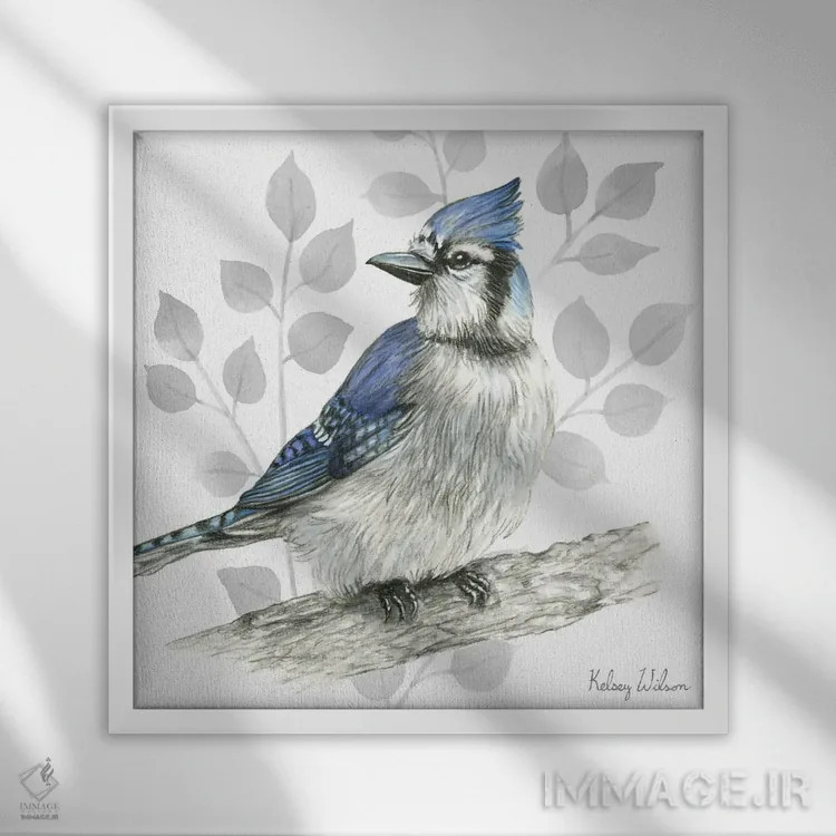 تابلو مدرن پرندگان حیاط پشتی اثر کلسی ویلسون - نمای قابدار سفید