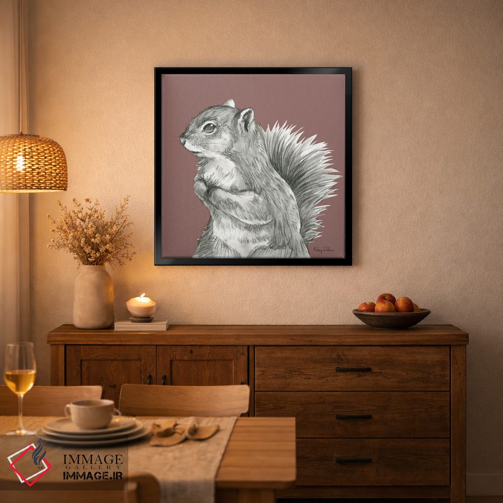 تابلو دکوراتیو رنگ جنگلی آبرنگی IV - سنجاب اثر کلسی ویلسون - D4B