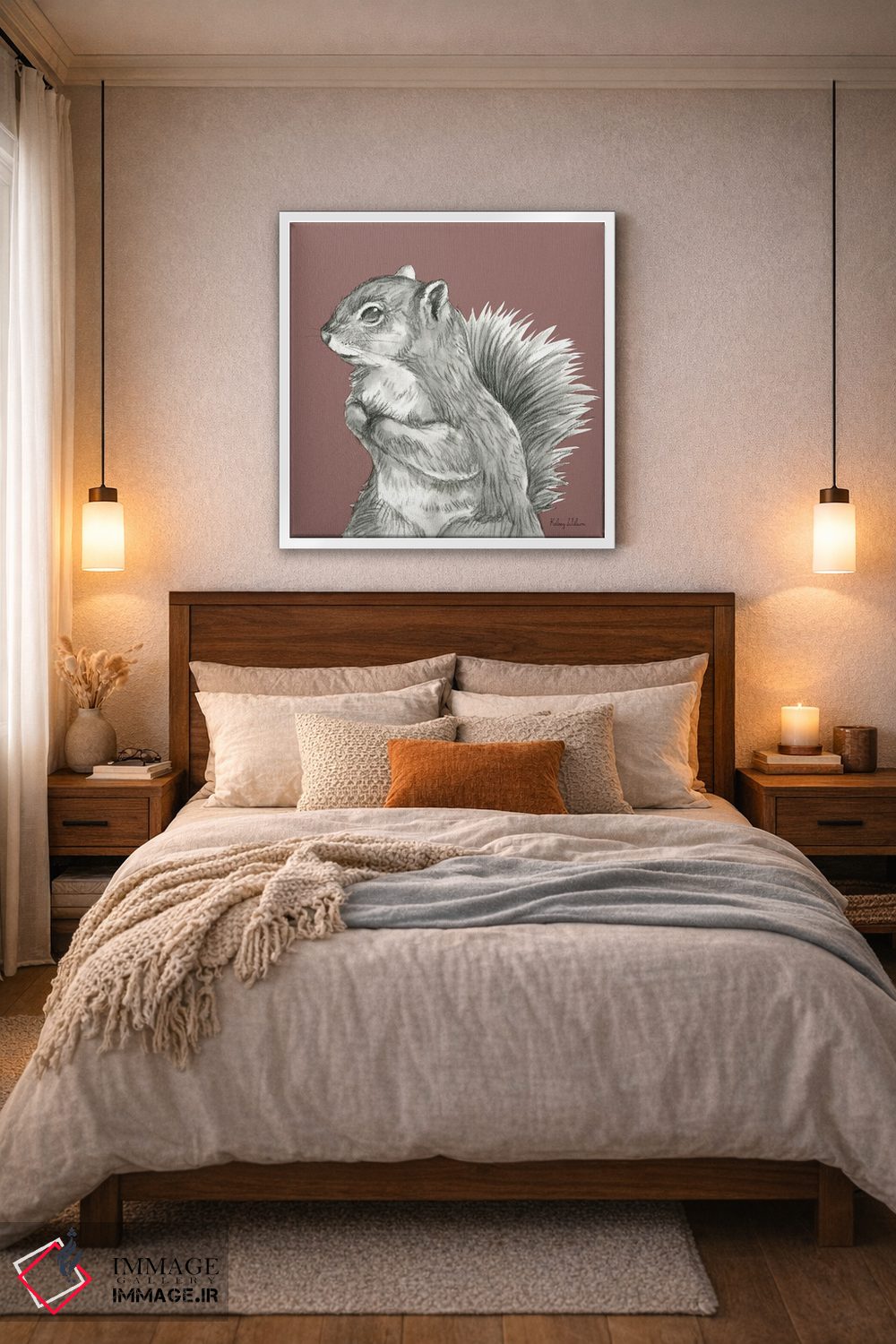 تابلو دکوراتیو رنگ جنگلی آبرنگی IV - سنجاب اثر کلسی ویلسون - D5W