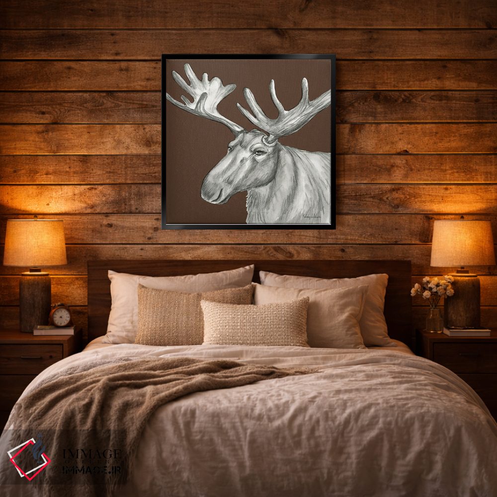 تابلو دکوراتیو رنگ جنگلی آبرنگی I - گوزن شمالی اثر کلسی ویلسون - D3B