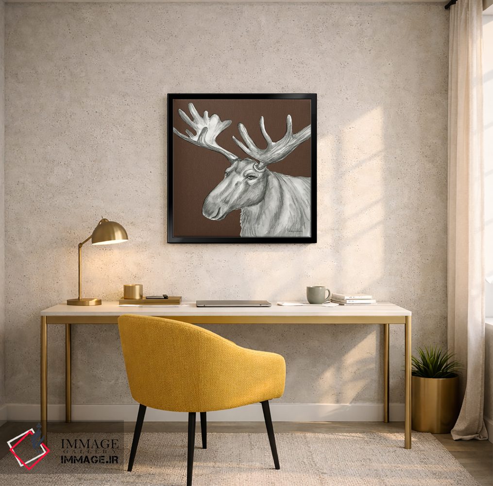 تابلو دکوراتیو رنگ جنگلی آبرنگی I - گوزن شمالی اثر کلسی ویلسون - D6B