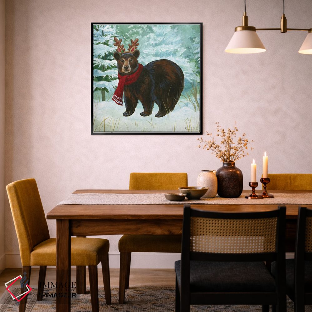 تابلو دکوراتیو منظره زمستانی یک - خرس اثر کلسی ویلسون - D6B