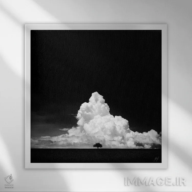 تابلو مینیمال ابرهای جادویی اثر کاترین فدرر - نمای قابدار سفید