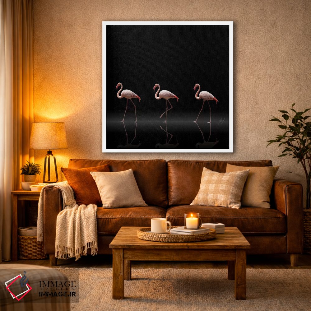 تابلو دکوراتیو رژه فلامینگوها اثر کاترین فدرر - D2W