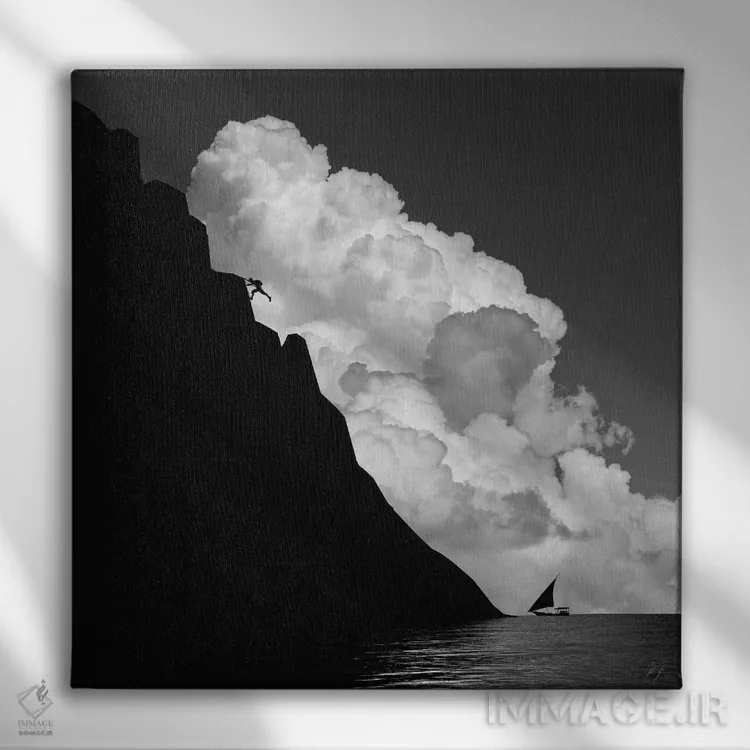 تابلو مینیمال بی ریسک، بی تفریح اثر کاترین فدرر - نمای روبهرو روی دیوار