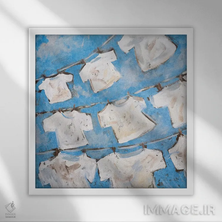 تابلو دکوراتیو کتان خشک II اثر کینگزلی - نمای قابدار سفید