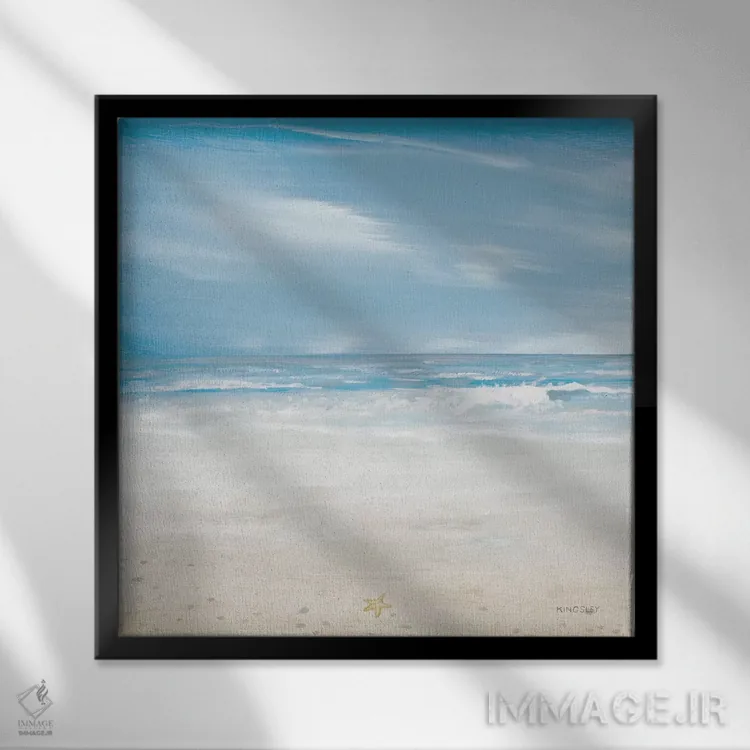 تابلو دکوراتیو روزهای مه آلود ساحلی II اثر کینگزلی - نمای قابدار مشکی