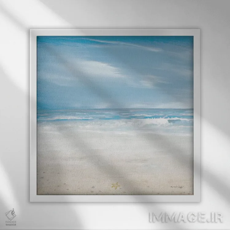 تابلو دکوراتیو روزهای مه آلود ساحلی II اثر کینگزلی - نمای قابدار سفید
