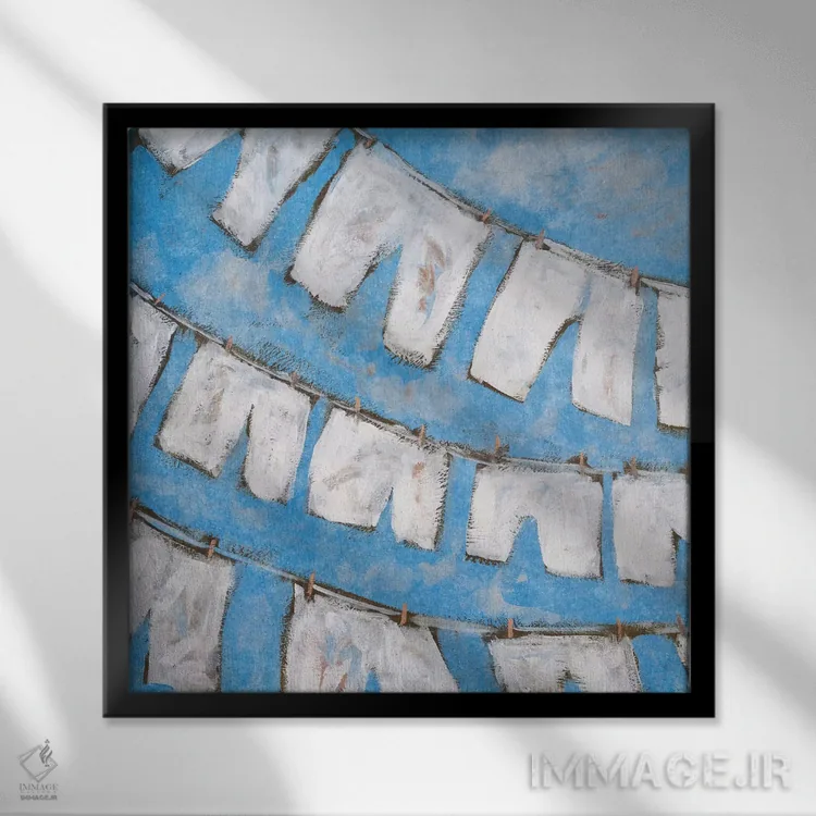 تابلو دکوراتیو کتان خشک I اثر کینگزلی - نمای قابدار مشکی