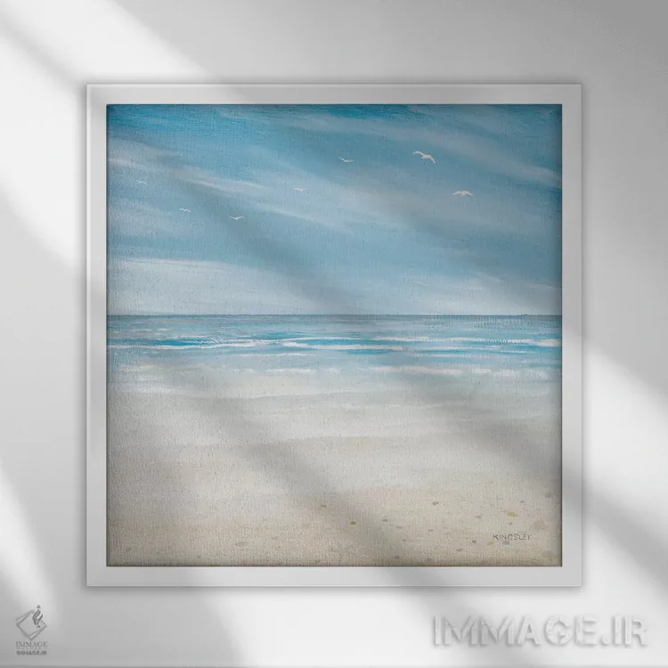 تابلو دکوراتیو روزهای مه آلود ساحلی I اثر کینگزلی - نمای قابدار سفید