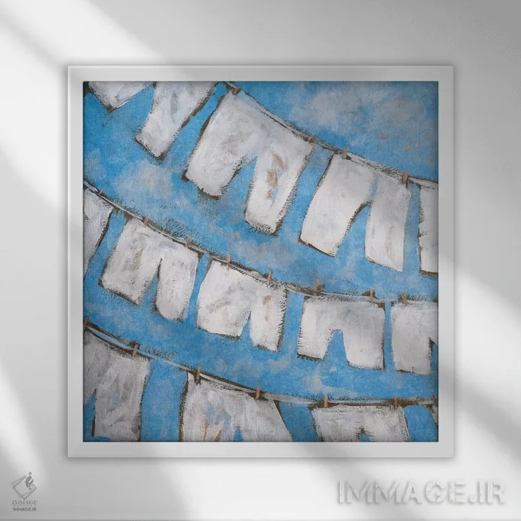 تابلو دکوراتیو کتان خشک I اثر کینگزلی - نمای قابدار سفید