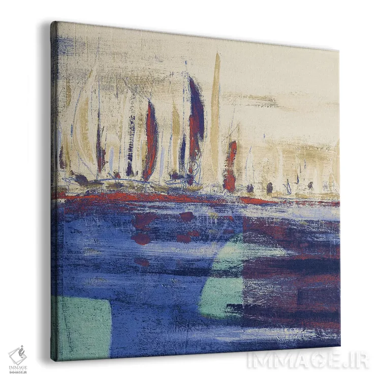 تابلو انتزاعی آب های آرام آبی مربع I اثر کینگزلی - نمای پرسپکتیو محصول