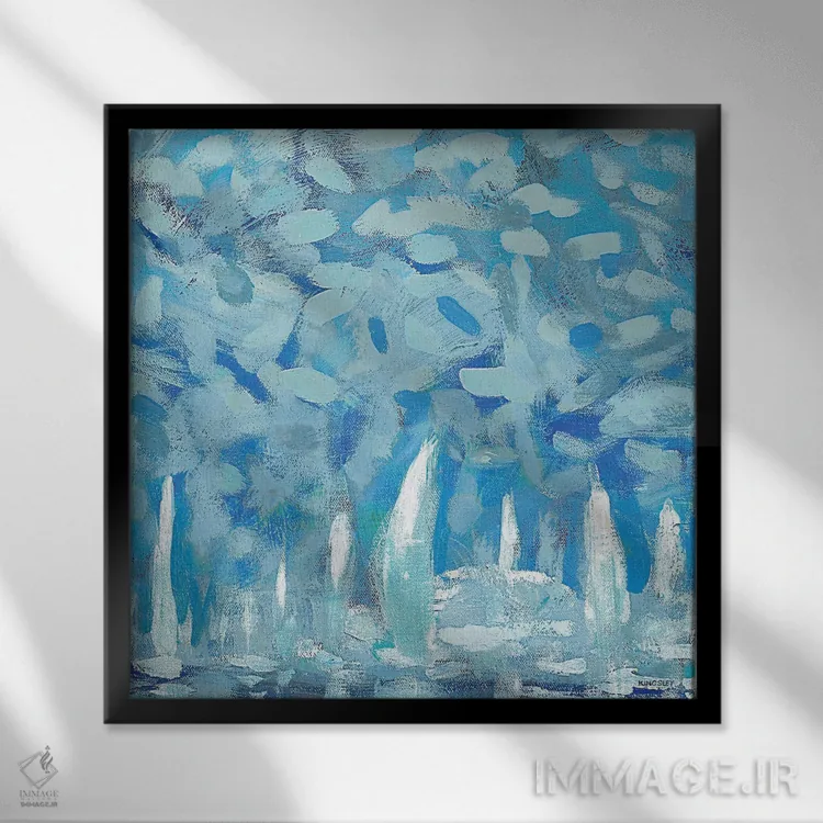 تابلو انتزاعی کنار اسکله II اثر کینگزلی - نمای قابدار مشکی