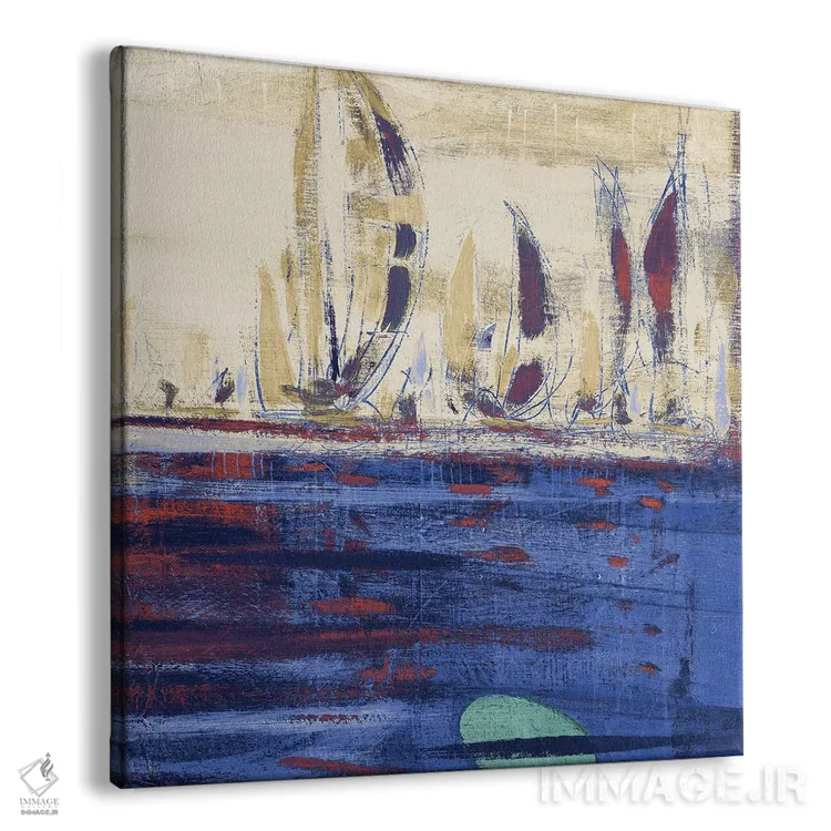 تابلو انتزاعی آب های آرام آبی مربع II اثر کینگزلی - نمای پرسپکتیو محصول