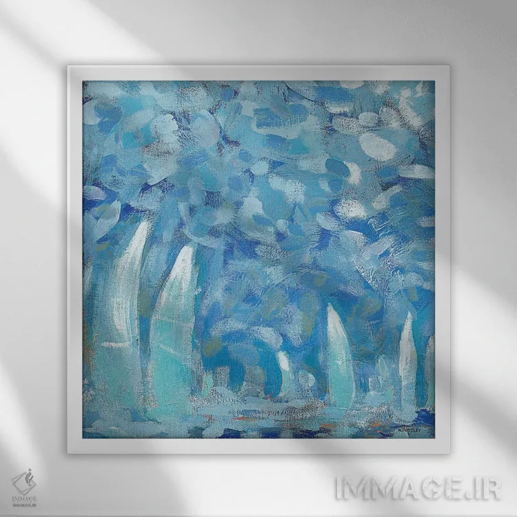 تابلو انتزاعی کنار اسکله I اثر کینگزلی - نمای قابدار سفید