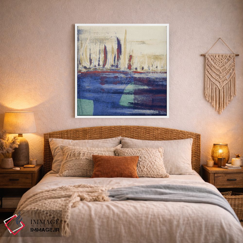 تابلو انتزاعی آب های آرام آبی مربع I اثر کینگزلی - D2W