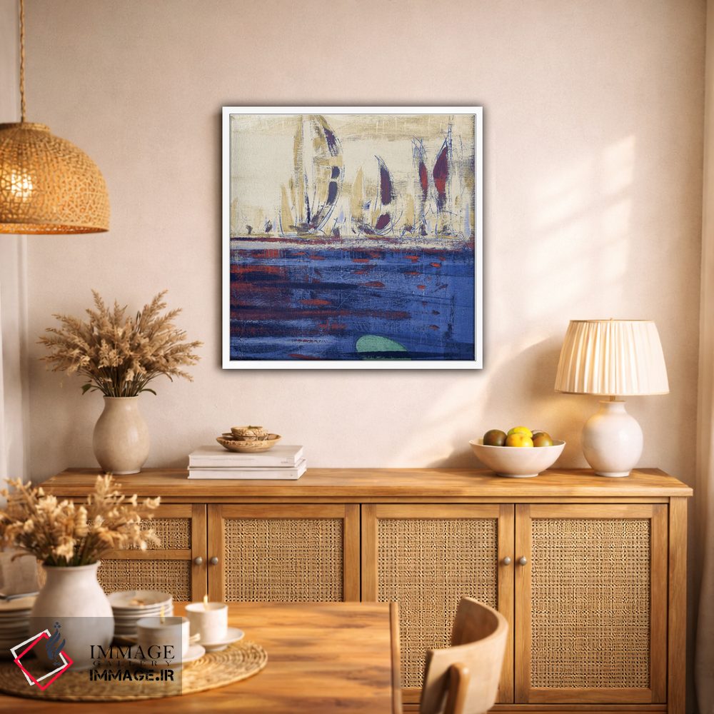 تابلو انتزاعی آب های آرام آبی مربع II اثر کینگزلی - D1W