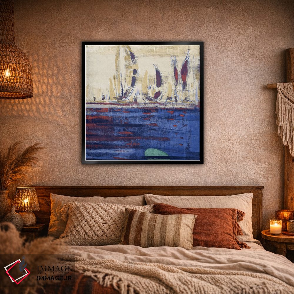 تابلو انتزاعی آب های آرام آبی مربع II اثر کینگزلی - D2B