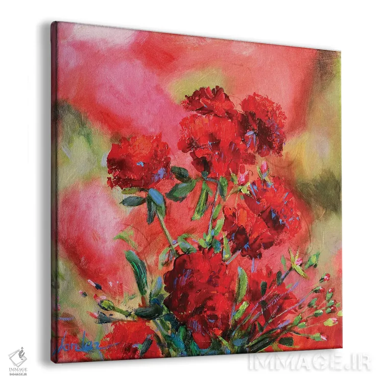 تابلو دکوراتیو رزهای قرمز اثر خانلار اسدالله یف - نمای پرسپکتیو محصول