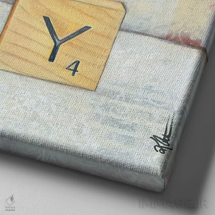 تابلو دکوراتیو حرف سه تایی اثر کی. آرتور - نمای نزدیک بافت بوم