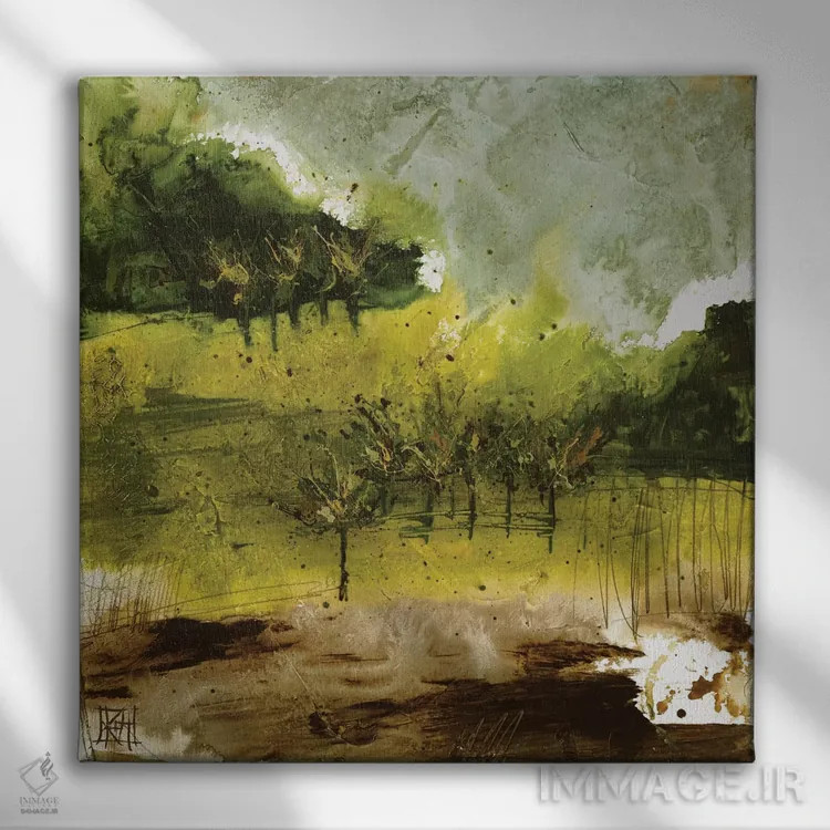 تابلو انتزاعی پارک گریفیث I اثر کلسی هوchstatter - نمای روبهرو روی دیوار