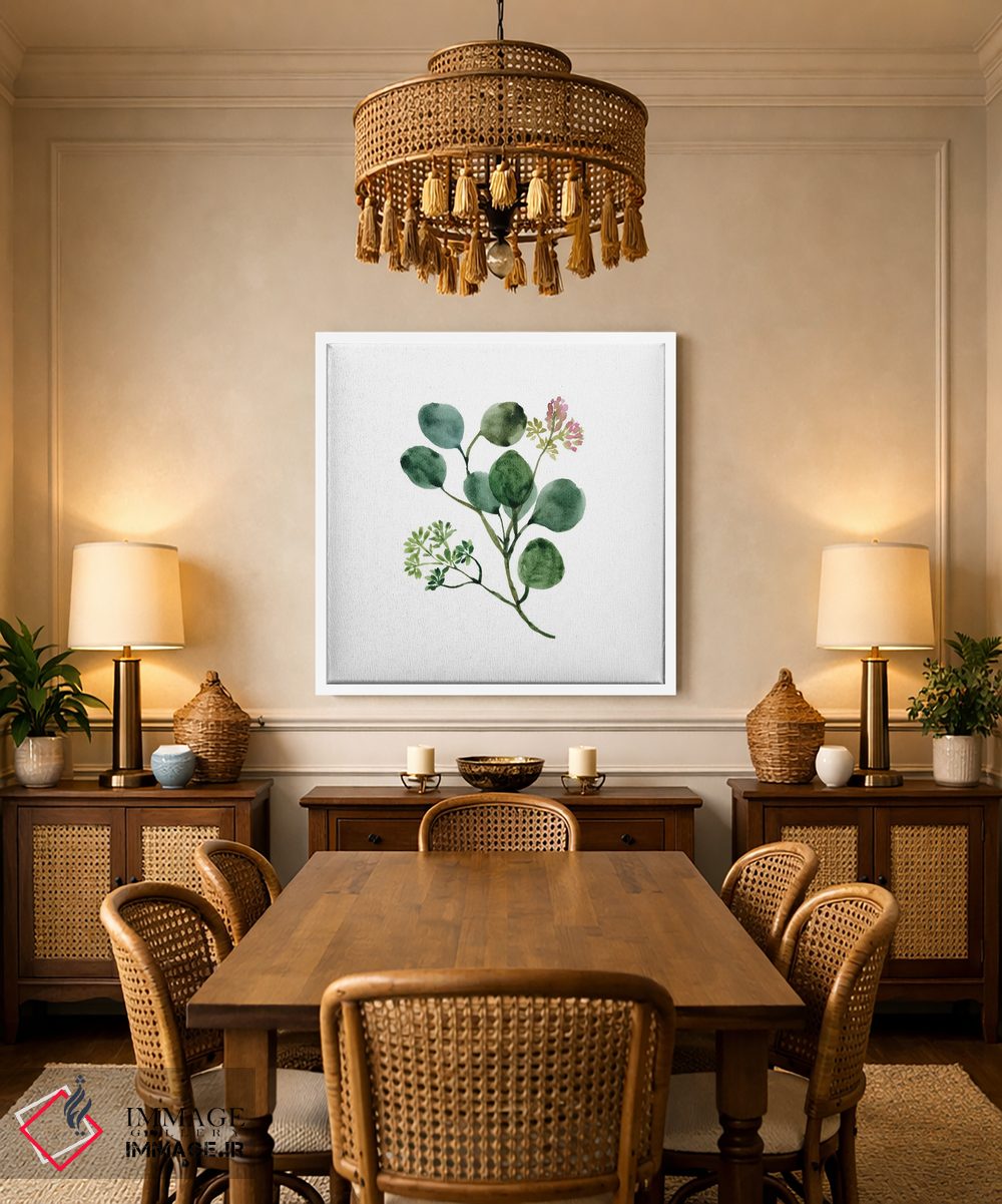 تابلو مینیمال گل اوکالیپتوس با آبرنگ اثر خارین هینز - D1W