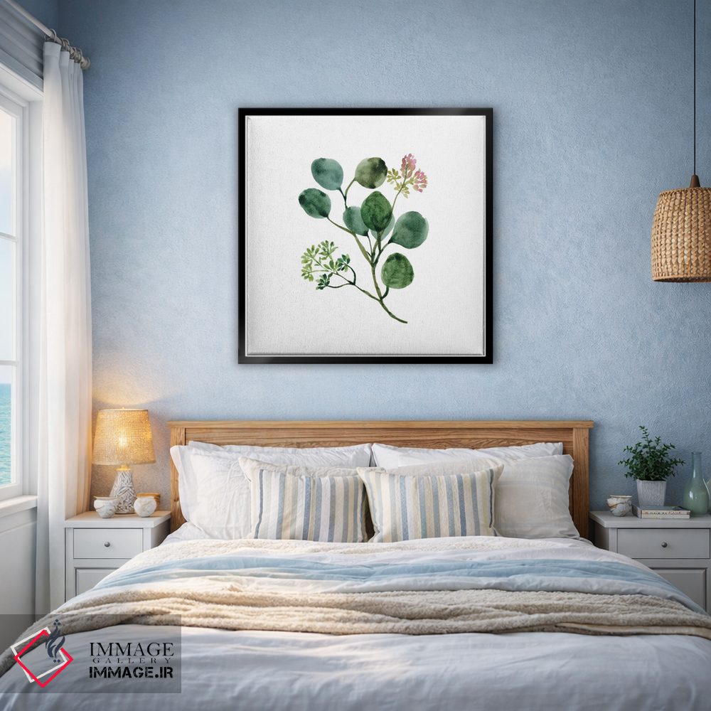 تابلو مینیمال گل اوکالیپتوس با آبرنگ اثر خارین هینز - D3B