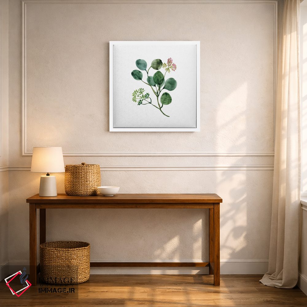 تابلو مینیمال گل اوکالیپتوس با آبرنگ اثر خارین هینز - D6W