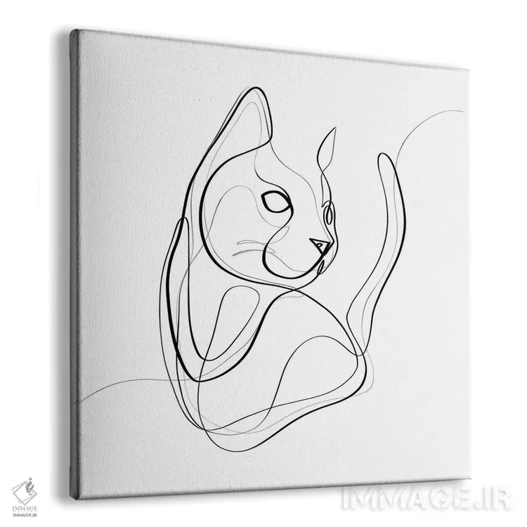 تابلو مینیمال گربه اثر باور کی - نمای پرسپکتیو محصول