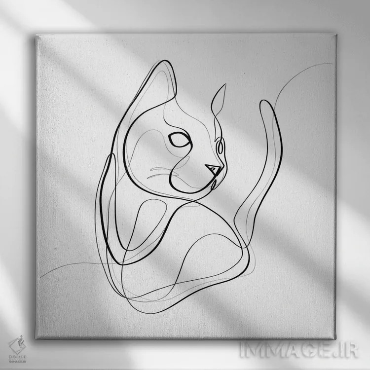 تابلو مینیمال گربه اثر باور کی - نمای روبهرو روی دیوار