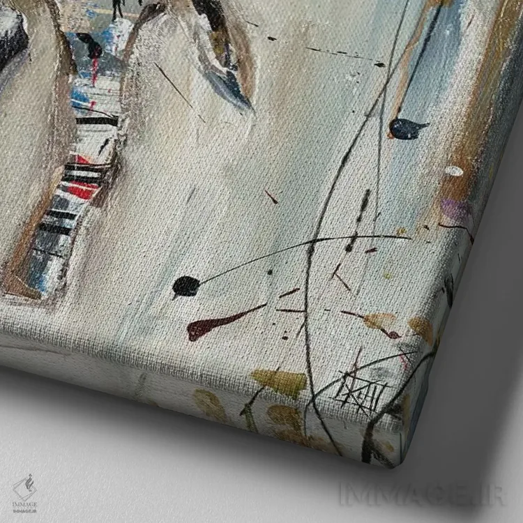 تابلو انتزاعی نقش اسب اثر کلسی هوchstatter - نمای نزدیک بافت بوم