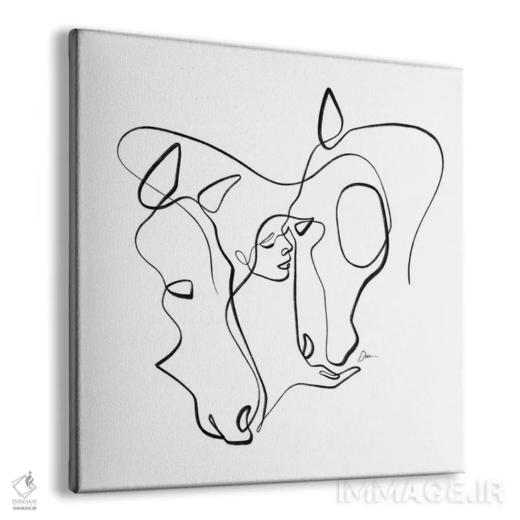 تابلو مینیمال اسب شماره ۱۳ / طراحی اسب با یک خط اثر باور کی - نمای پرسپکتیو محصول