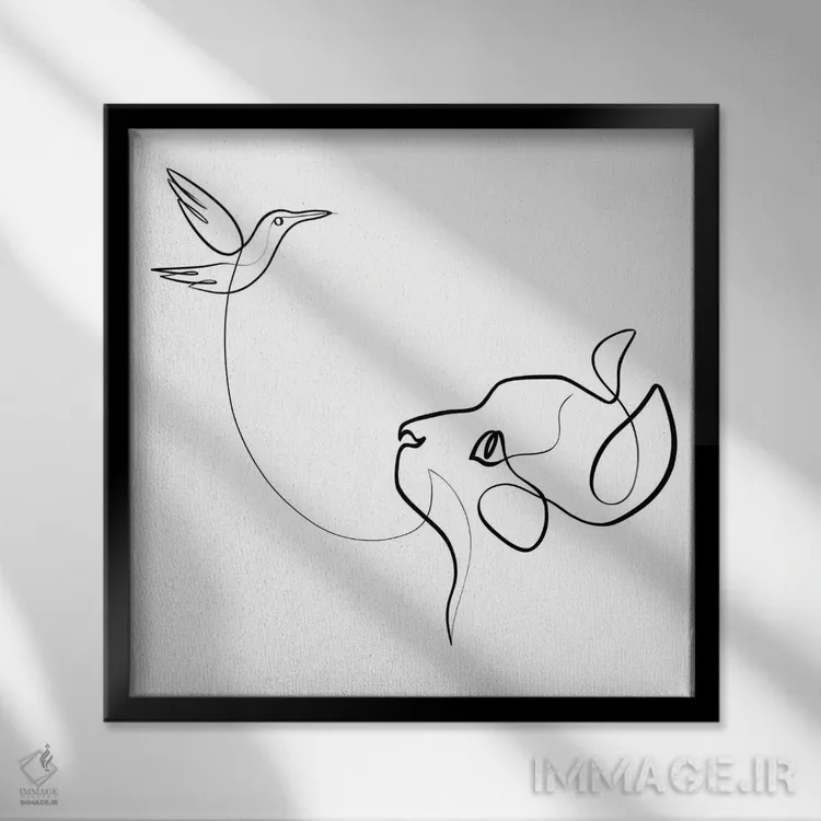 تابلو مینیمال برخورد نزدیک اثر باور کی - نمای قابدار مشکی