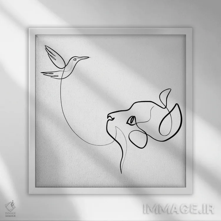 تابلو مینیمال برخورد نزدیک اثر باور کی - نمای قابدار سفید