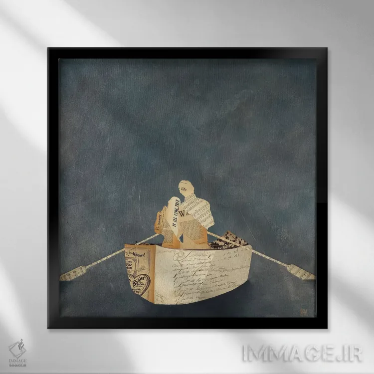 تابلو دکوراتیو در دل آبی اثر کلسی هوchstatter - نمای قابدار مشکی