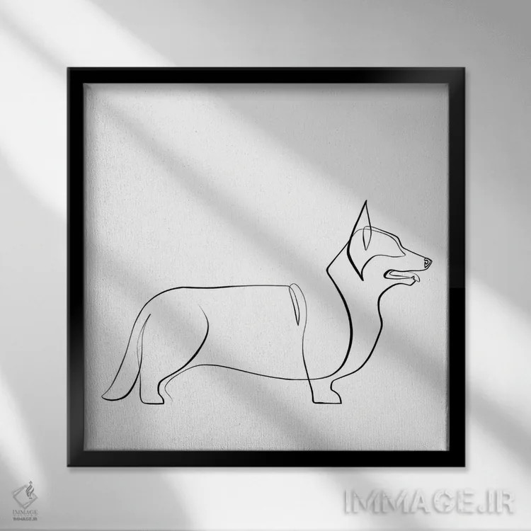 تابلو مینیمال کورگی اثر باور کی - نمای قابدار مشکی